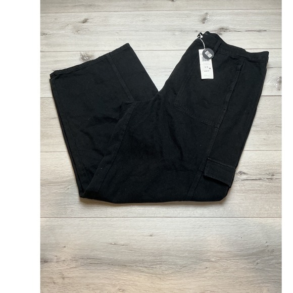 Eileen Fisher Wide Leg Cargo Pants Black XL Utility Pocket High Rise New W/ Tag - Picture 9 of 10